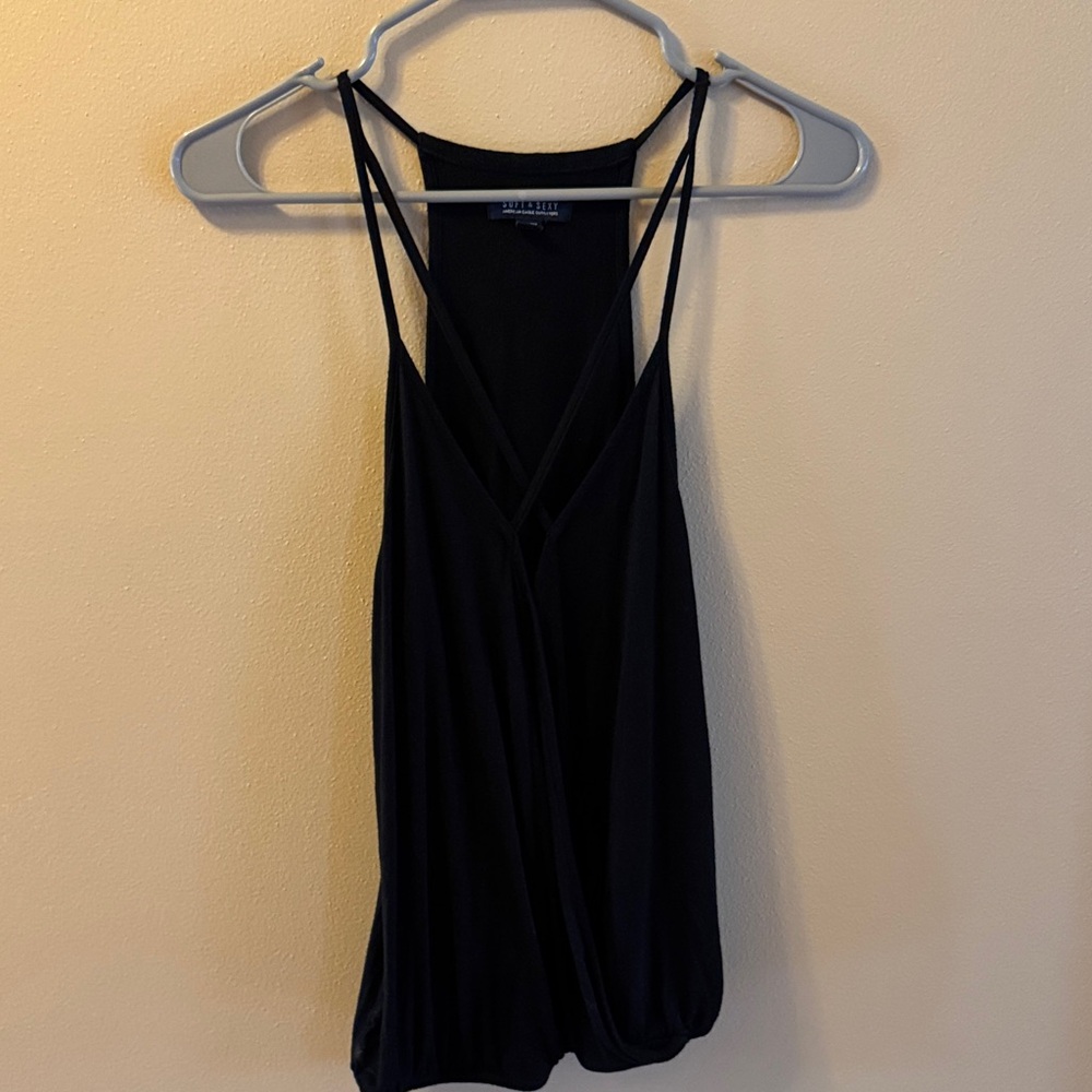 American Eagle Outfitters Black Double-Strap Tank Top